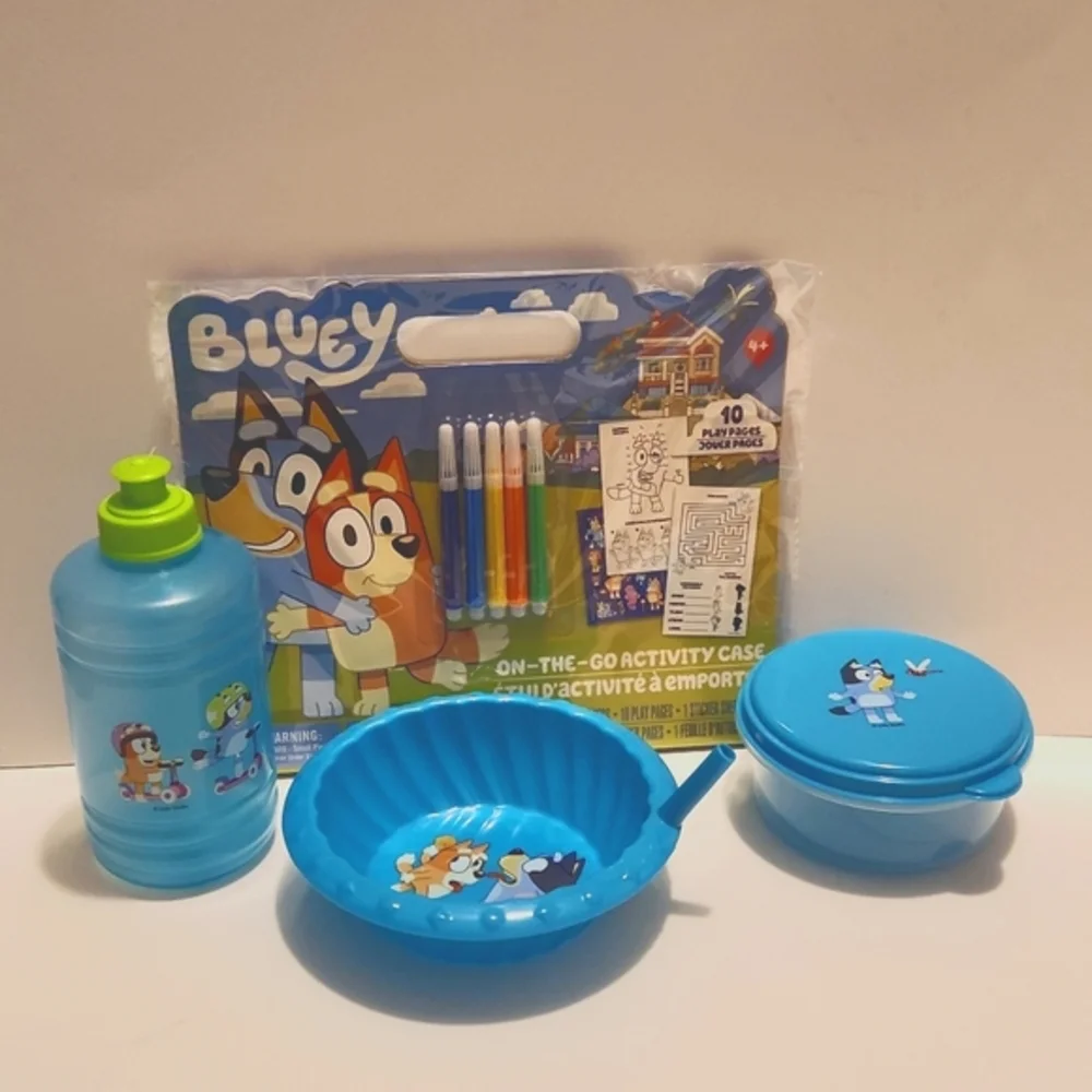 Bluey Water Bottle, Snack Container, Cereal Sippy Bowl, and Activity Book‎